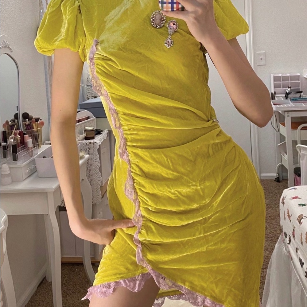 Nodress Yellow Chinese Dress with Pink Accents